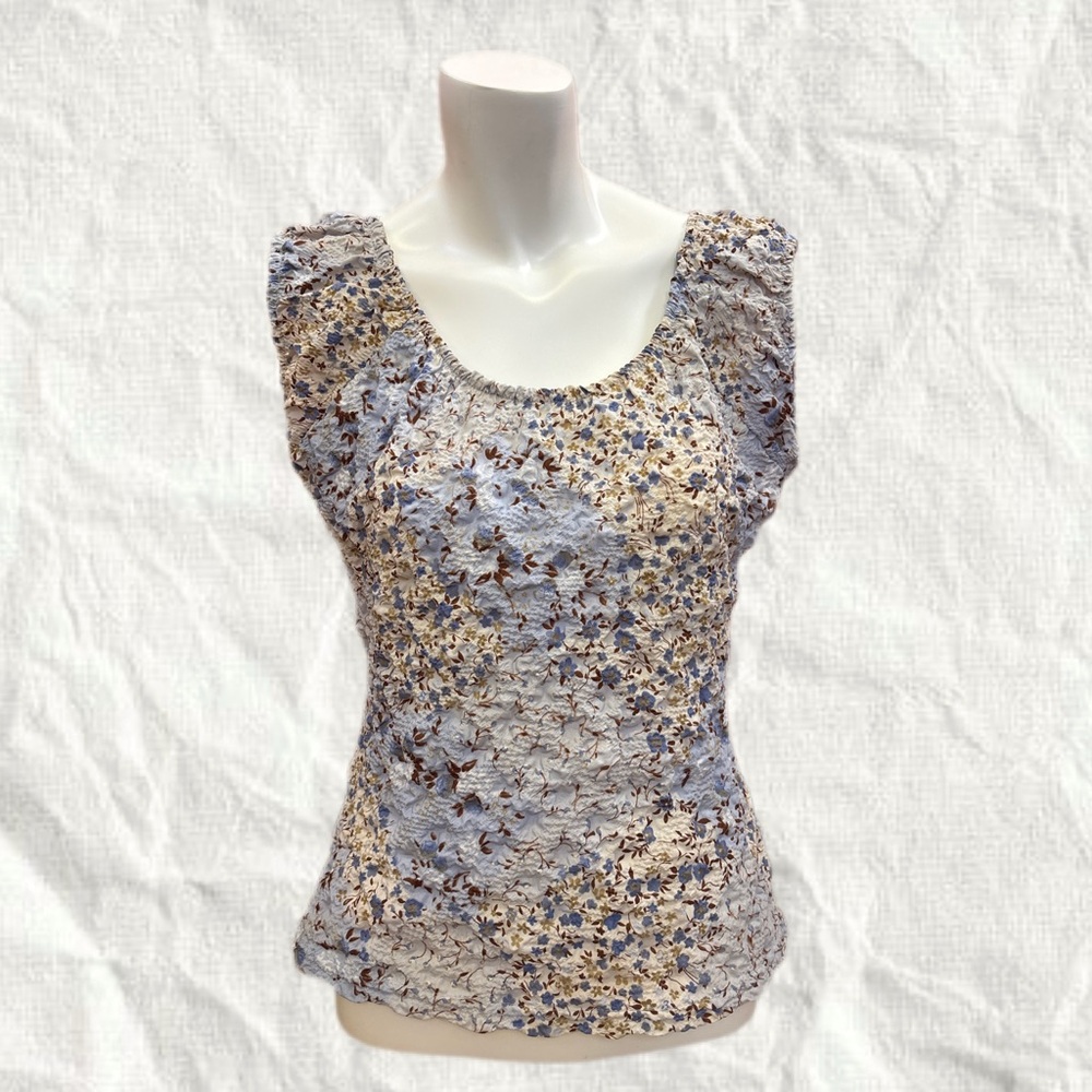 Floral Short Sleeve Top Prairie Coastal Cowgirl Boho Y2K